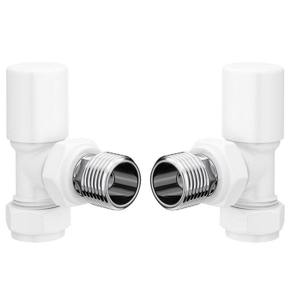 Ajax Patterned Angled Radiator Valves in White