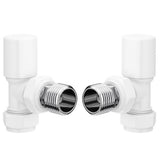 Ajax Patterned Angled Radiator Valves in White