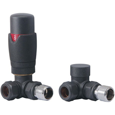 Ajax Round Corner Thermostatic Radiator Valves in Anthracite