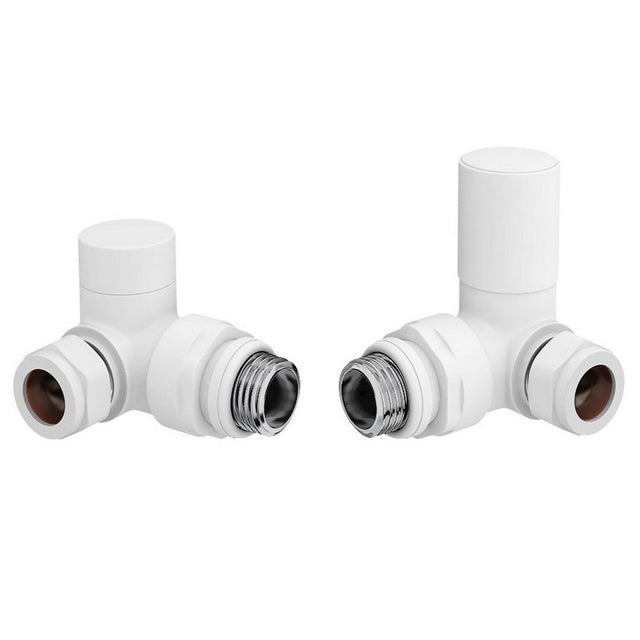 Ajax Patterned Corner Radiator Valves in White