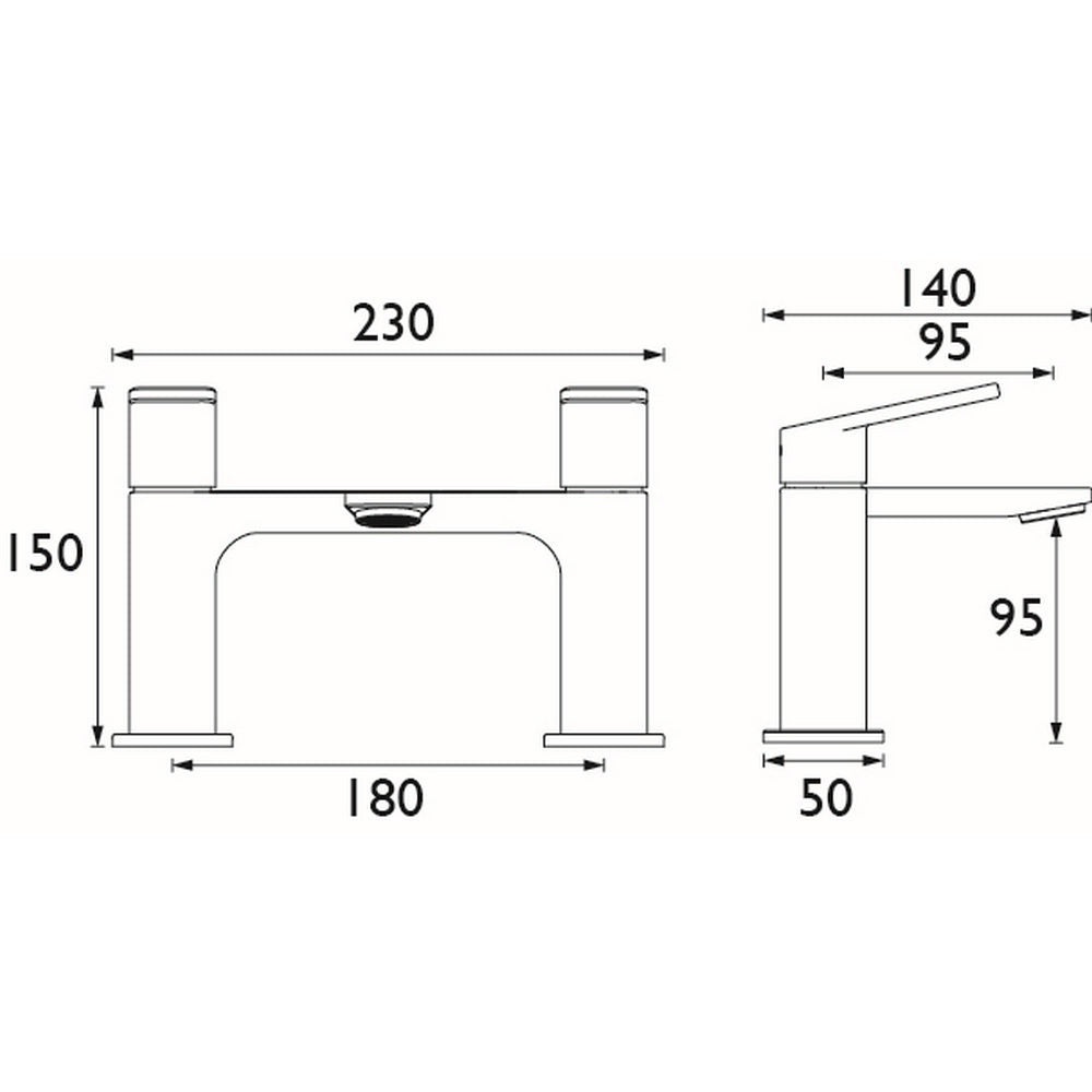 Bristan Frammento Bath Filler in Black Dimensions