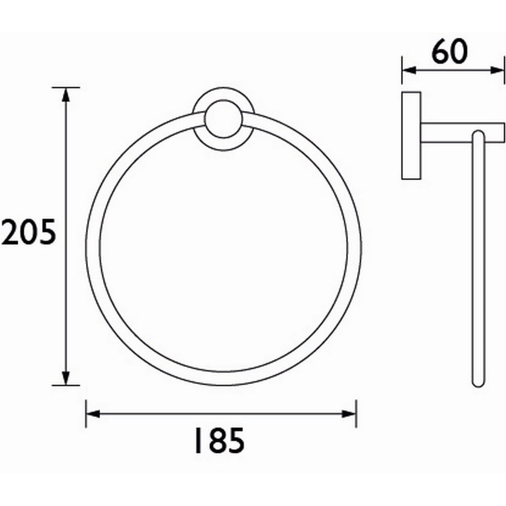 Bristan Round Towel Ring in Chrome Dimensions