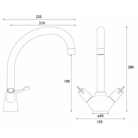 Bristan Value Lever Monobloc Sink Mixer Dimensions