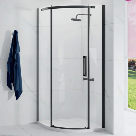 Merlyn Ionic Essence Frameless Black 900mm One Door Left Hand Quadrant Enclosure