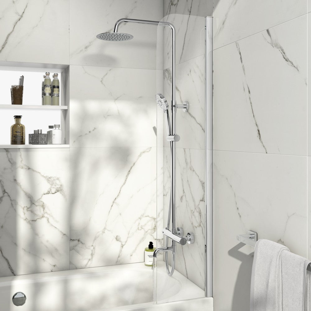 Scudo S6 Fixed Radius Bath Screen in Chrome