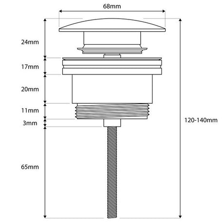 Scudo Brushed Bronze Universal Basin Waste Dimensions