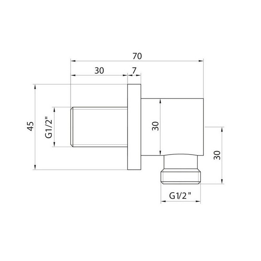 Scudo Chrome Round Outlet Elbow Dimensions