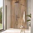 Scudo Dawn Minos Frameless Black Wetroom Panel