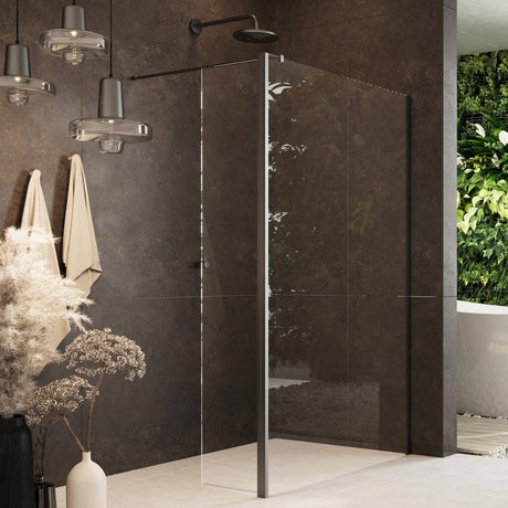 Scudo Dawn Minos Frameless Gunmetal Wetroom Panel