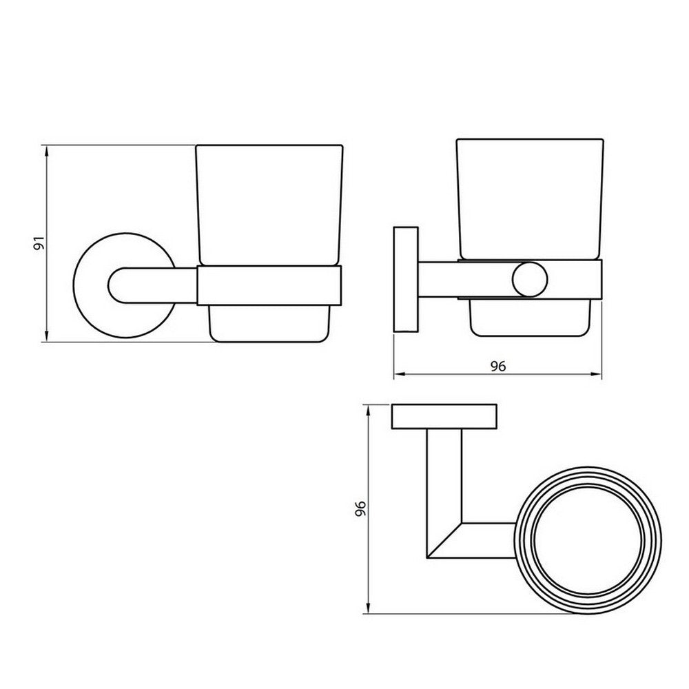 Scudo Delta Tumbler Holder Chrome Dimensions