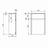 Scudo Ella Anthracite 500mm WC Unit Dimensions