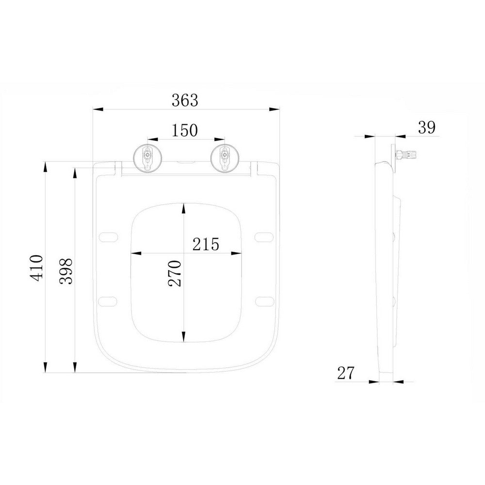 Scudo Luxury Heavyweight Soft Closing Seat Dimensions