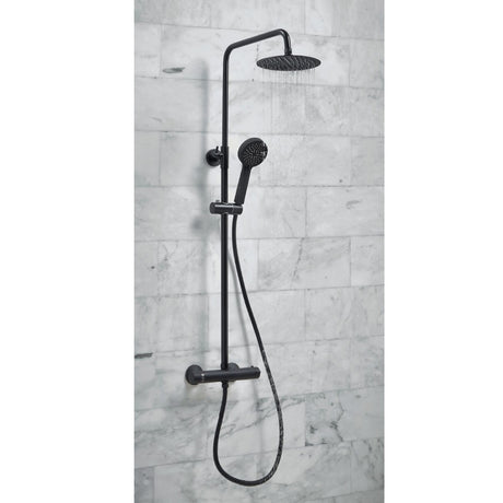 Scudo Middleton Black Round Rigid Riser Shower