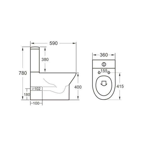 Scudo Middleton Cistern and Fittings dimensions