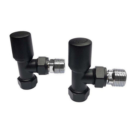 Scudo Modern Angled Black Radiator Valves