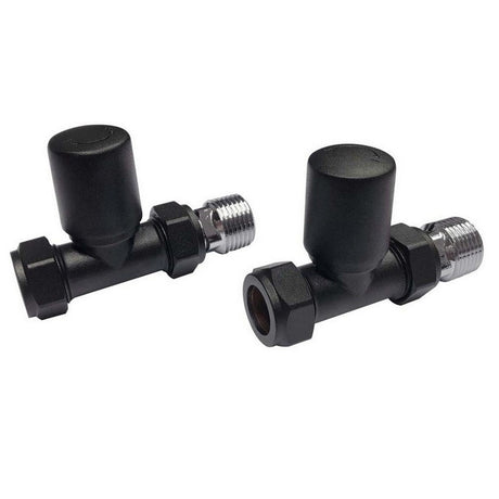 Scudo Modern Straight Black Radiator Valves