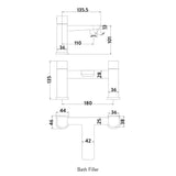 Scudo Muro Chrome Bath Filler Dimensions