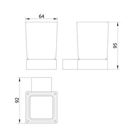 Scudo Napoli Tumbler Holder Gunmetal Dimensions