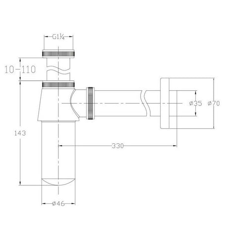 Scudo Rounded Chrome Bottle Trap Dimensions