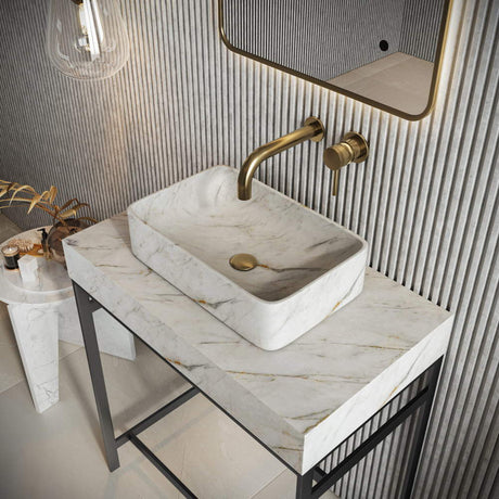 Scudo Sanctuary 420mm Rectangular Marble Basin Arabescato