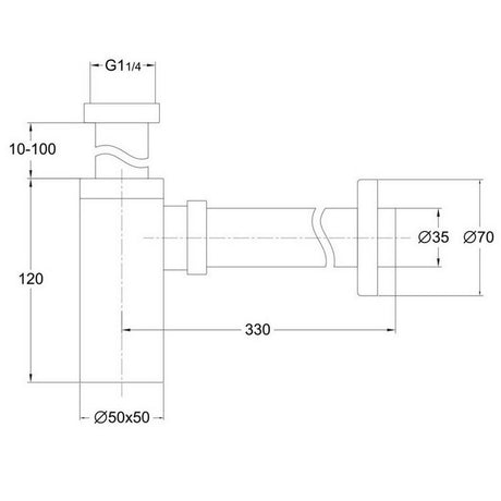 Scudo Squared Chrome Bottle Trap  Dimensions