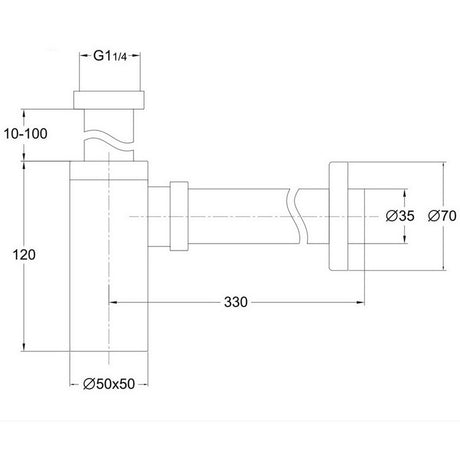 Scudo Squared Matt Black Bottle Trap Dimensions