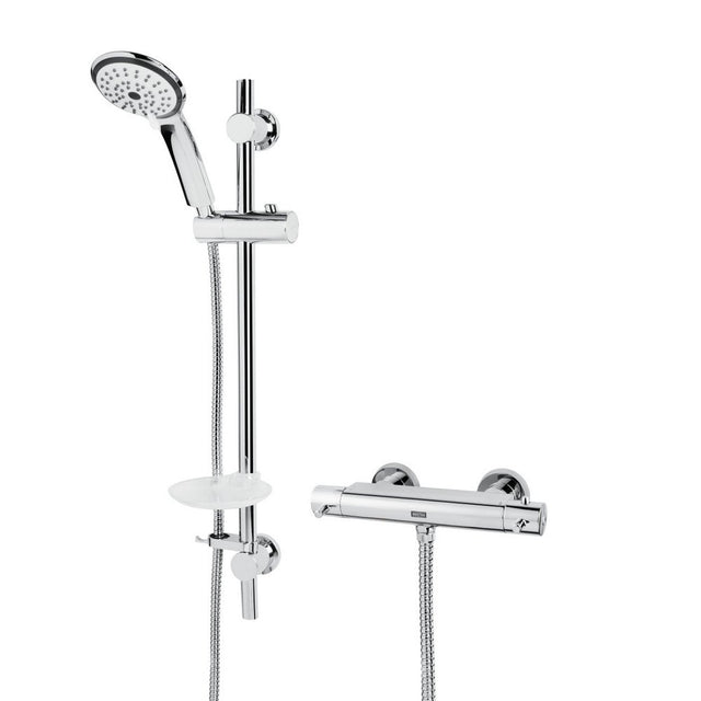 Bristan Prism Thermostatic Safe Touch Exposed Bar Shower with Adjustable Riser Kit