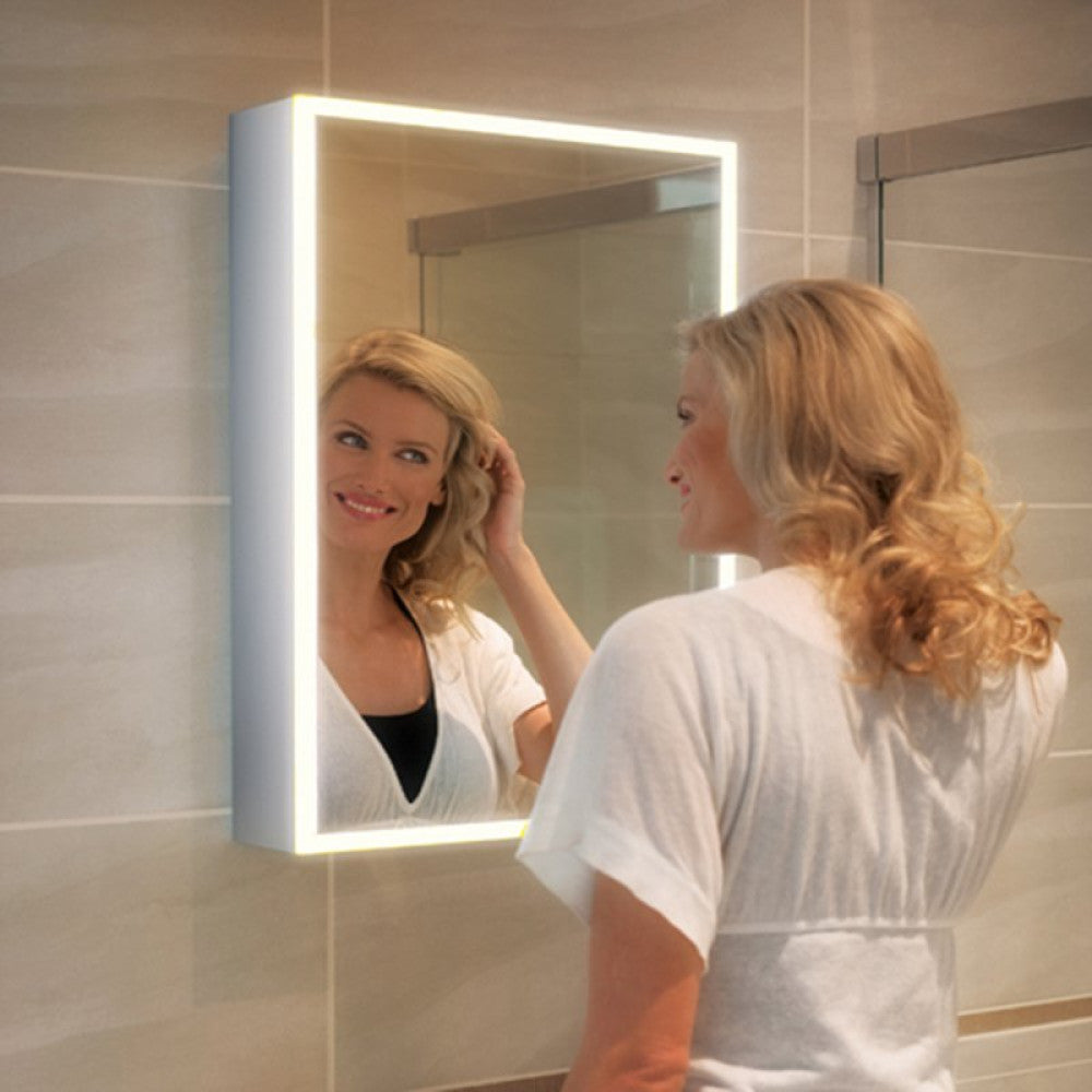 HIB Qubic 50 LED Aluminium Bathroom Cabinet 500 x 700mm Lifestyle 2