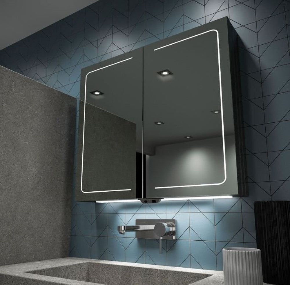 HIB Vapor 80 LED Demisting Aluminium Bathroom Cabinet 800 x 700mm lifestyle