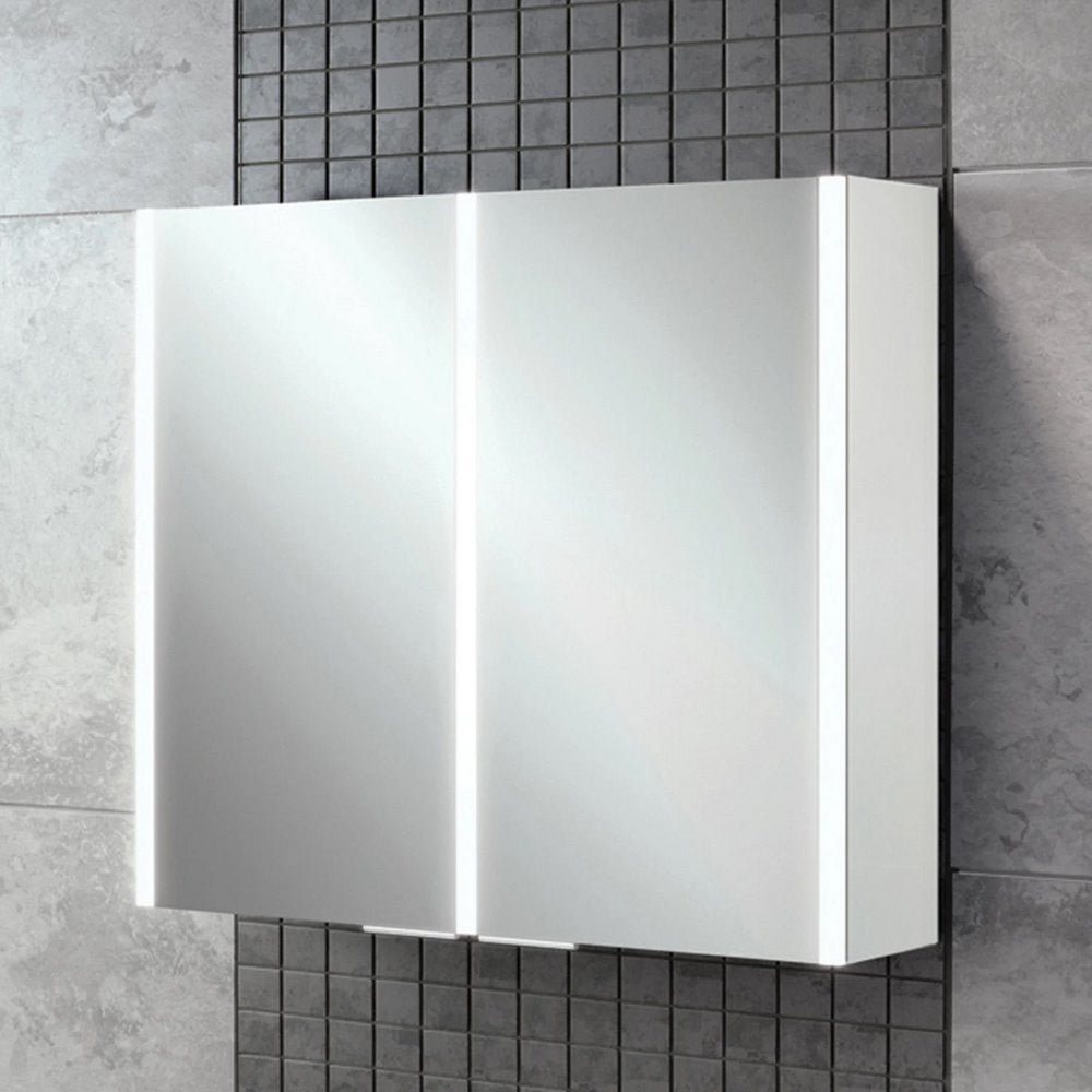 HiB Xenon 80 LED Aluminium Bathroom Cabinet with Mirrored Sides 820 x 700mm